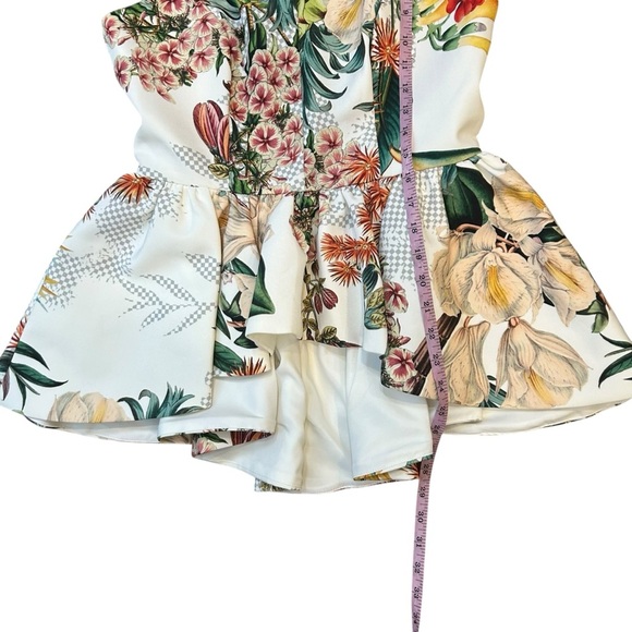 Anthropologie Cameo Dahlia floral peplum top size XS party cocktail scuba knit - Picture 7 of 7